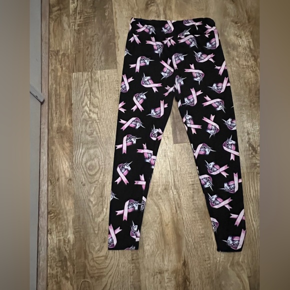 Lularoe Leggings White Unicorns Breast Cancer Awareness Pink Ribbon - Picture 1 of 4